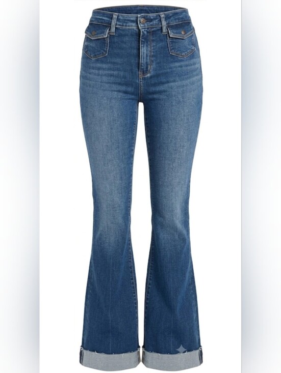 American Eagle Outfitters Denim - American Eagle Super High Rise Flare Jeans Size 4 Next Level Stretch Raw Hem